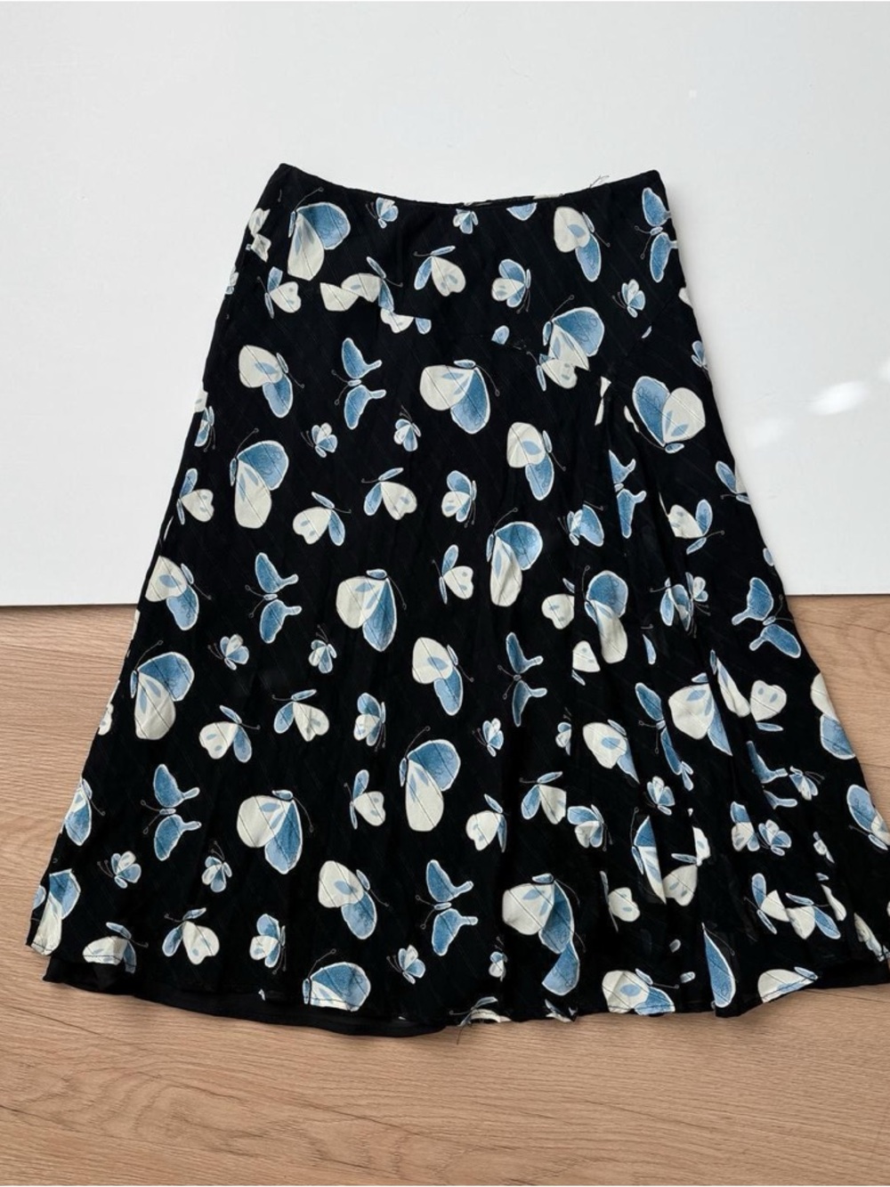 Y2K Butterfly Print Skirt Large Chiffon Slip Midi Festival Fairycore Vintage